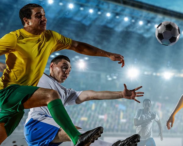 Soccer players in competition